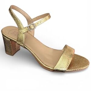 Naturalizer Metallic Gold Textured Block Heel Sandal
